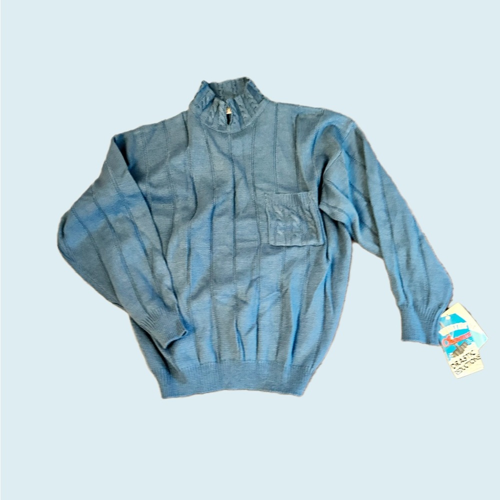 Vintage 90s blue acrylic sweater, NWT, deadstock